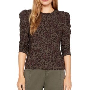 Sanctuary Leopard Puff 3/4 Sleeve T-shirt L